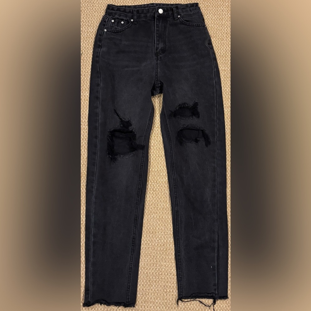 SHEIN Women’s Charcoal/Black Distressed Skinny Jeans